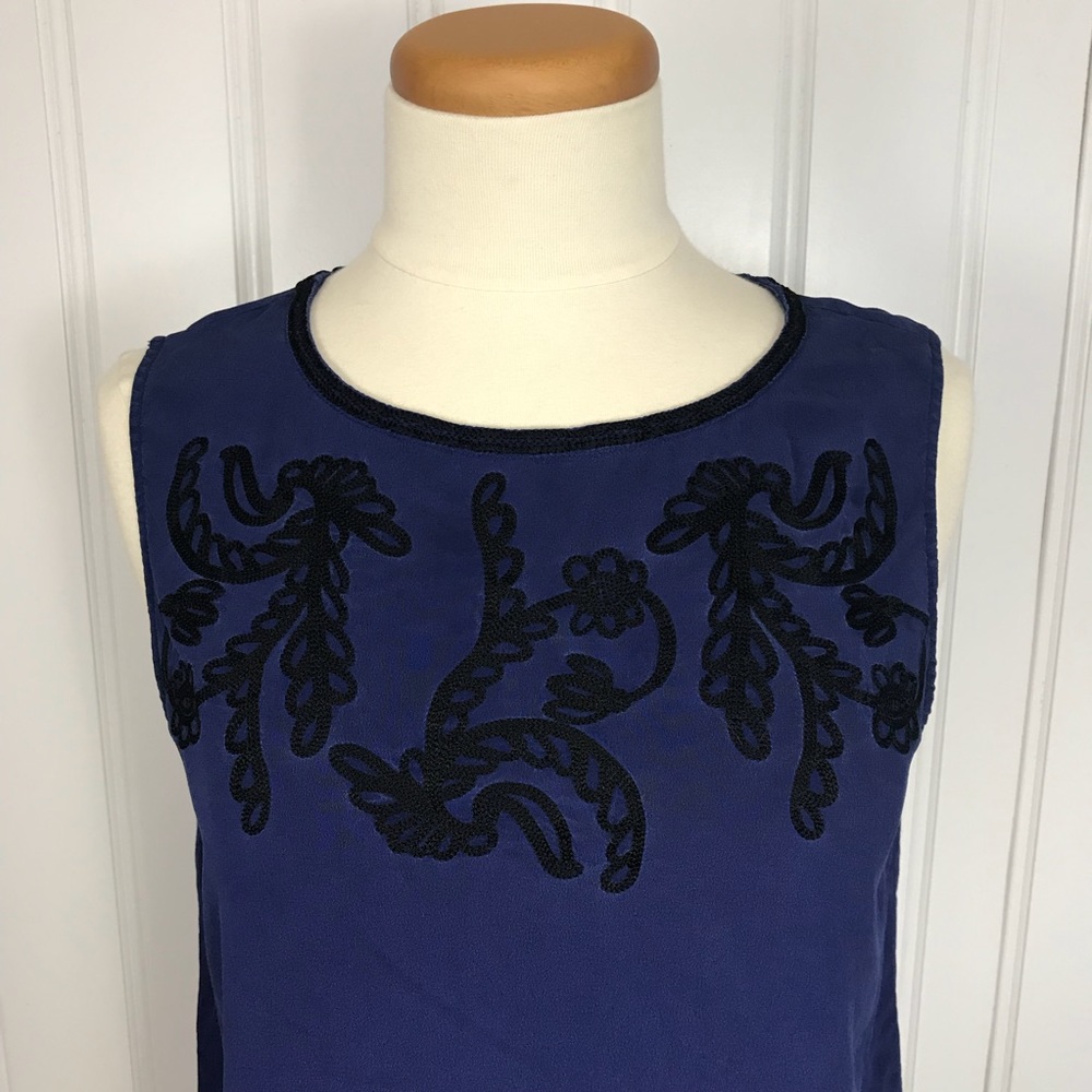 Madewell silk sleeveless top size large blue